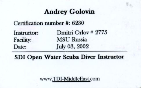 SDI Open Water Scuba Diver Instructor